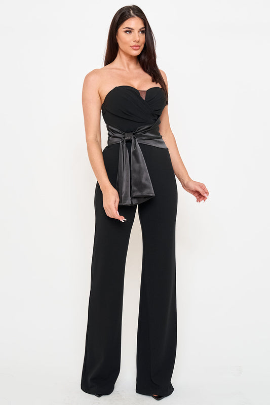 Symphony Jumpsuit - Satin Waist Twist Tie Jumpsuit