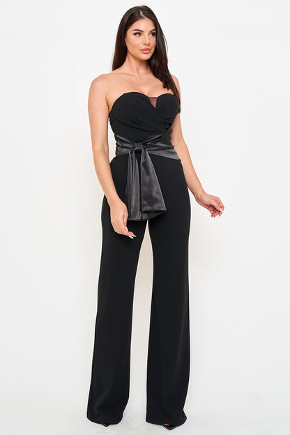 Symphony Jumpsuit - Satin Waist Twist Tie Jumpsuit