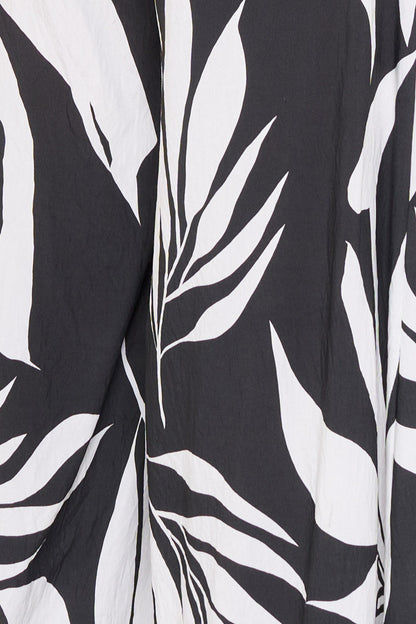 Symphony Dress - Tropical Leaf Print On Linen Jumpsuit