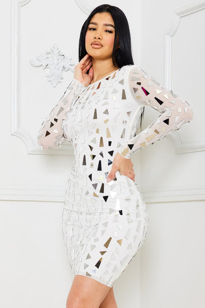 Symphony Dress - Mirror Glass Pieces Mini Dress