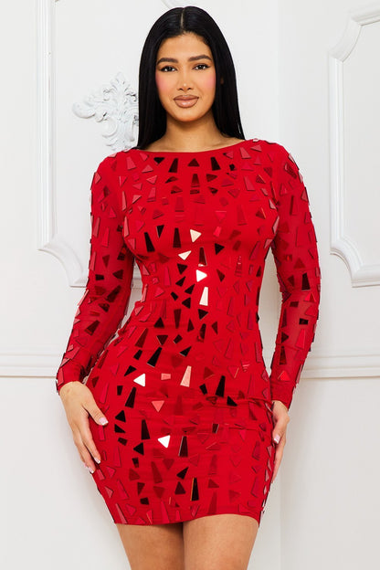 Symphony Dress - Mirror Glass Pieces Mini Dress