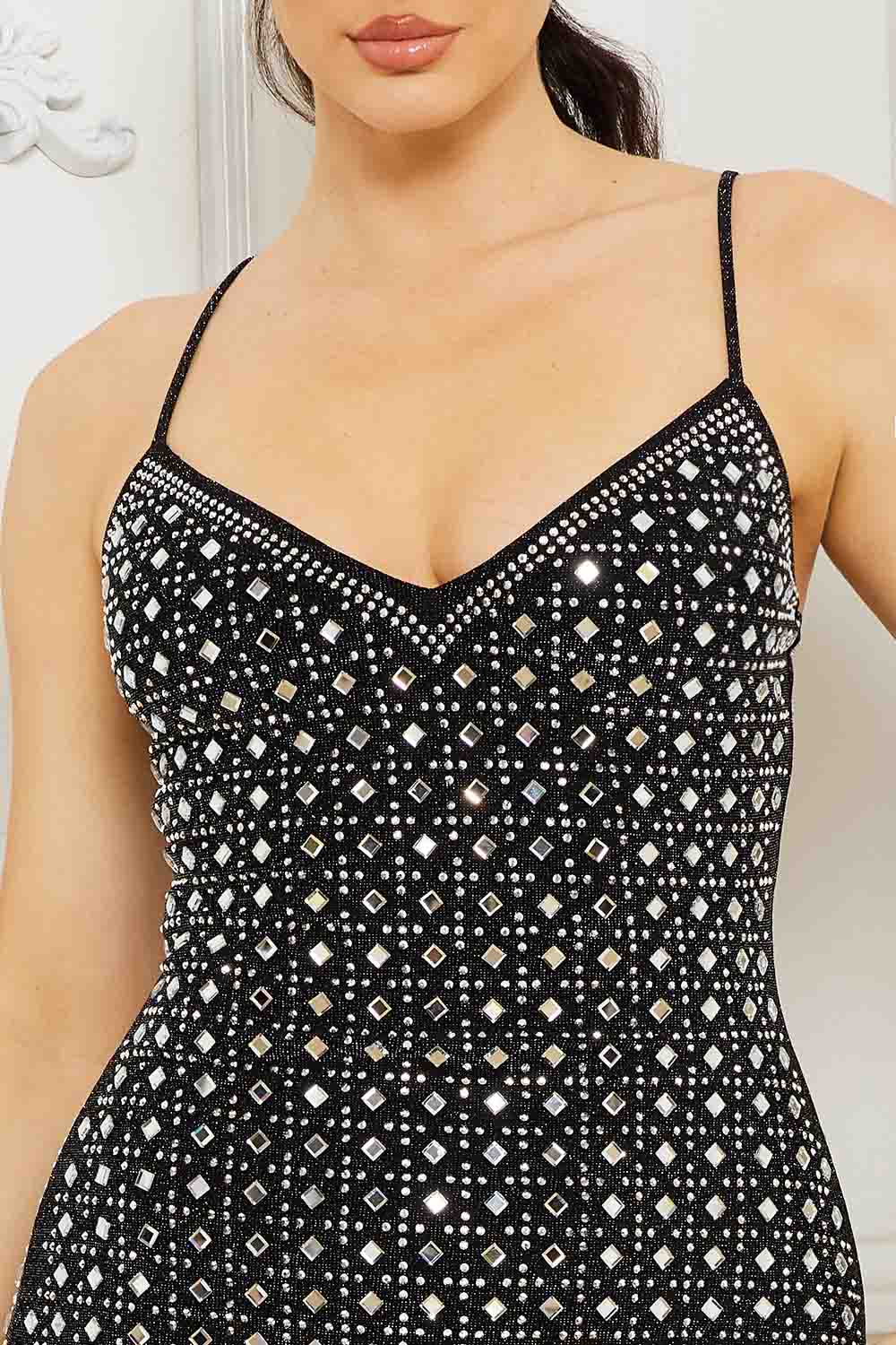 Symphony Dress - Rhinestone Embellished Mini Dress