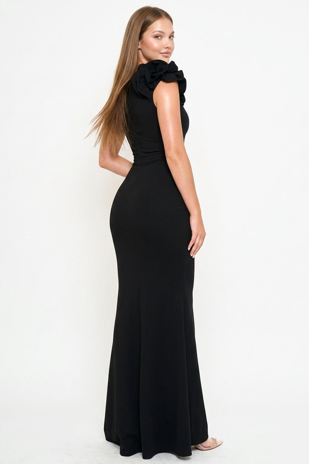 Symphony Dress - Layered Ruffle On One Shoulder Maxi Dress