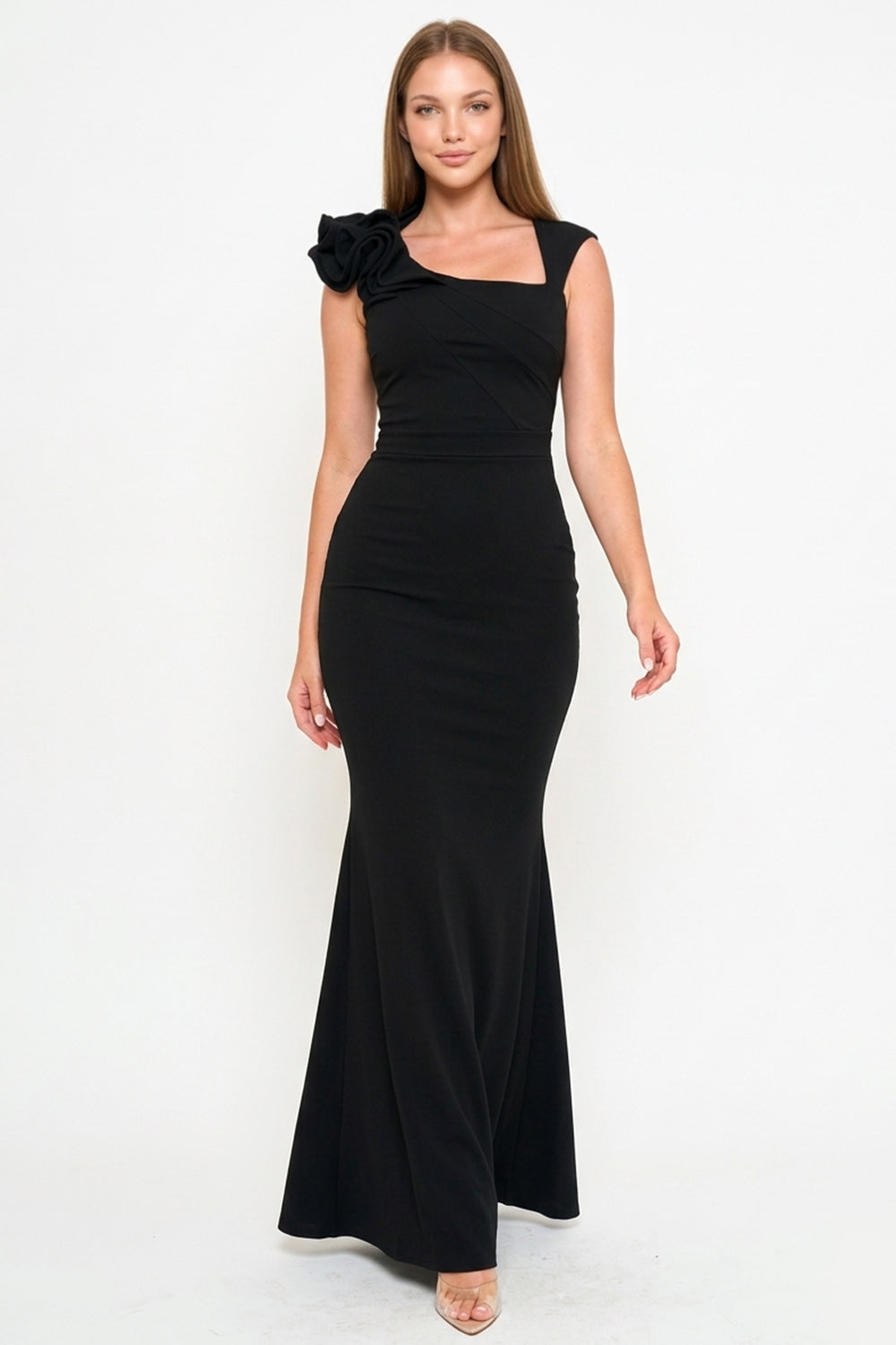 Symphony Dress - Layered Ruffle On One Shoulder Maxi Dress