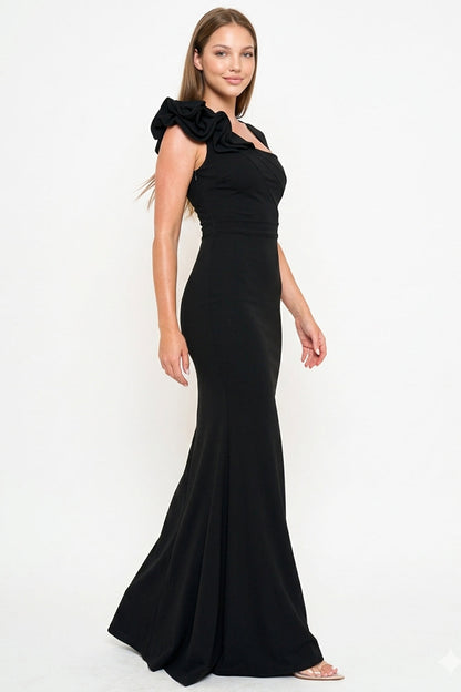 Symphony Dress - Layered Ruffle On One Shoulder Maxi Dress