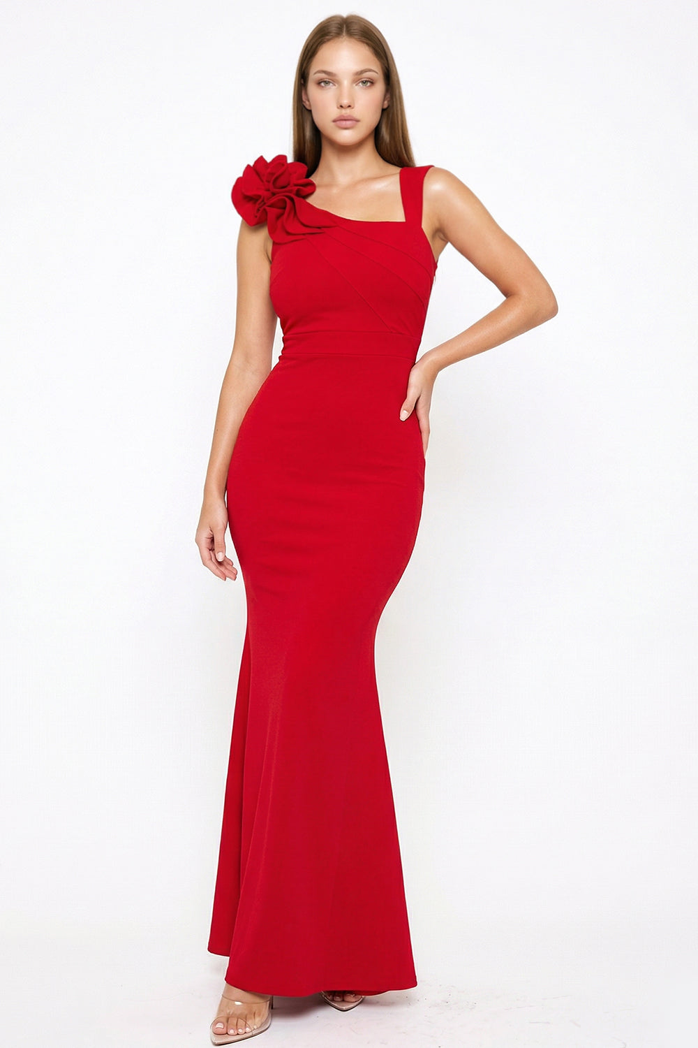 Symphony Dress - Layered Ruffle On One Shoulder Maxi Dress