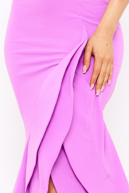 Symphony Dress - Layer Ruffle Train Detailed Maxi Dress