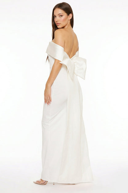Symphony Dress - Contrast Fabric Off The Shoulder Maxi Dress