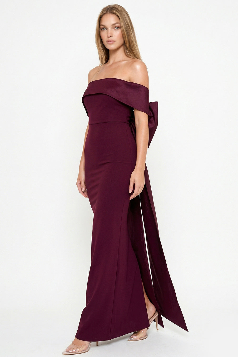 Symphony Dress - Contrast Fabric Off The Shoulder Maxi Dress