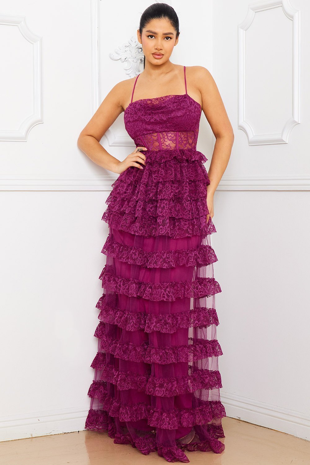 Symphony Dress - Ruffle Layer Lace Maxi Dress