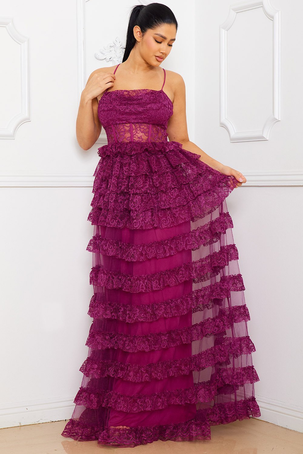 Symphony Dress - Ruffle Layer Lace Maxi Dress