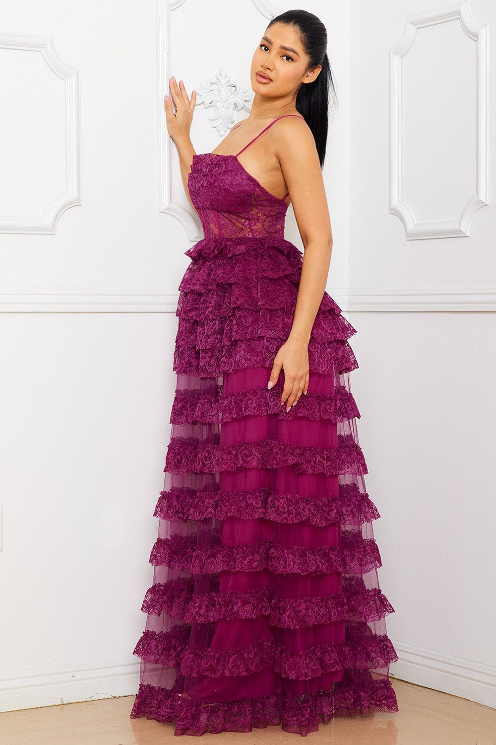 Symphony Dress - Ruffle Layer Lace Maxi Dress