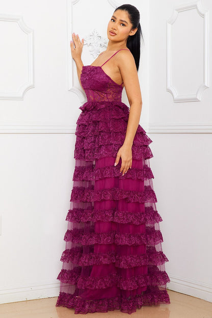 Symphony Dress - Ruffle Layer Lace Maxi Dress