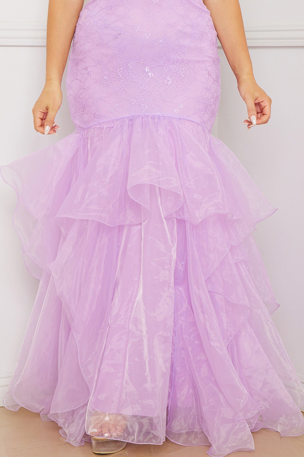Symphony Dress - Lace And Chiffon Ruffle Mermaid Maxi Dress