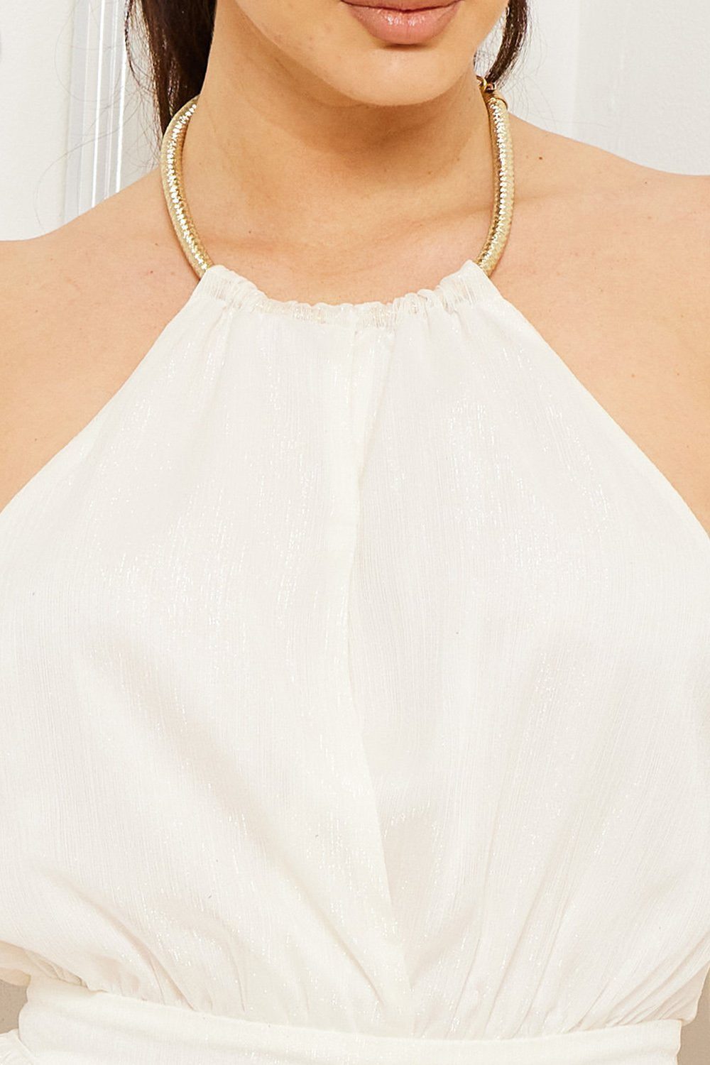 Symphony Dress - Halter Surplice With Chain Necklace Maxi Dress