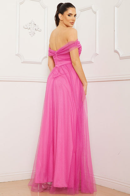 Symphony Dress - Glitter Mesh Tube Top Maxi Dress
