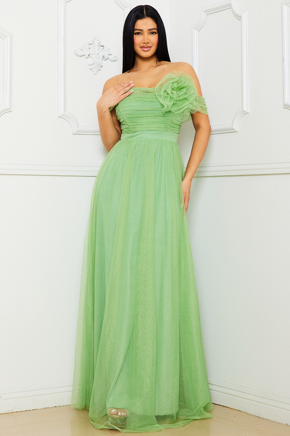 Symphony Dress - Glitter Mesh Tube Top Maxi Dress