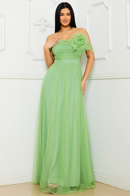 Symphony Dress - Glitter Mesh Tube Top Maxi Dress