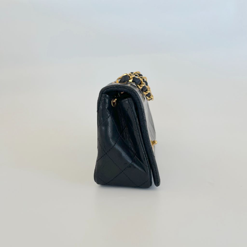 Chanel black vintage small flap bag