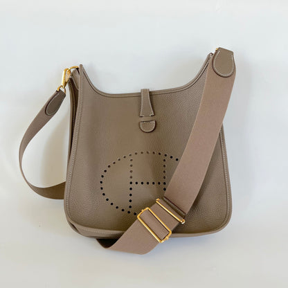 Hermes Evelyn 29 GM Shoulder Bag Etoupe