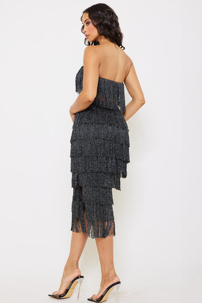 Symphony Set - Fringe Tube Top And Midi Skirt Set