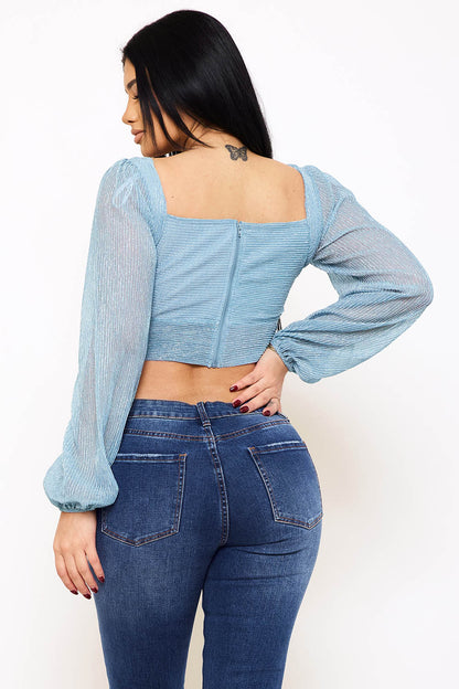 Symphony Top - Bodre Metallic Butterfly Crop Top