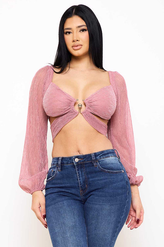 Symphony Top - Bodre Metallic Butterfly Crop Top