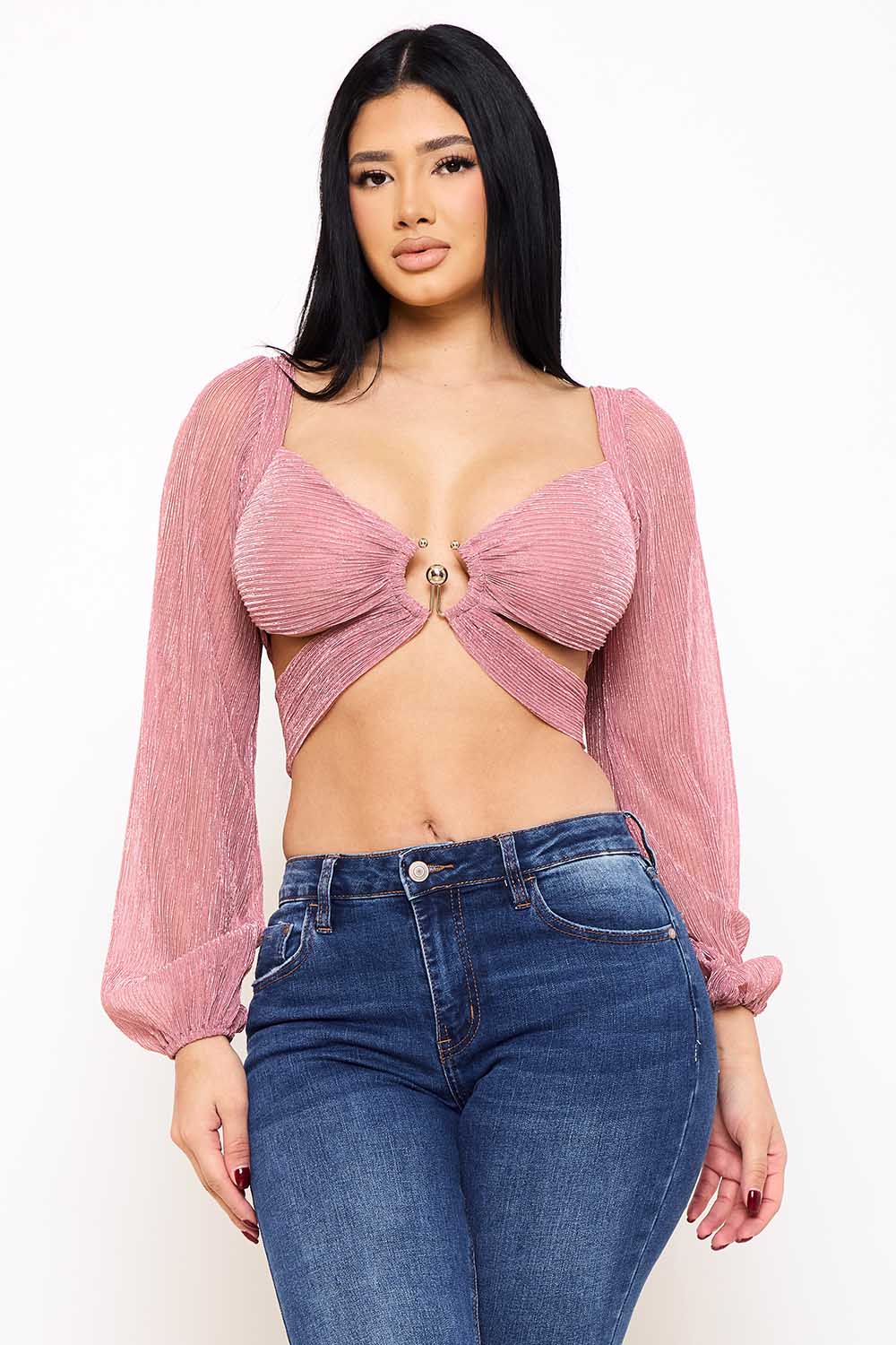 Symphony Top - Bodre Metallic Butterfly Crop Top