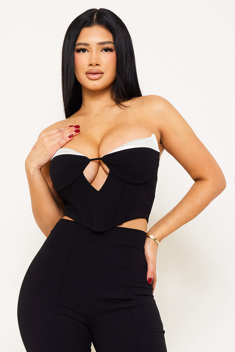 Symphony Top - Satin Panelled Bustier Crop Top
