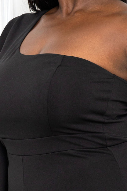 Symphony Jumpsuit - Ruffle Side One Shoulder Plus Size Night Out Jumpsuit