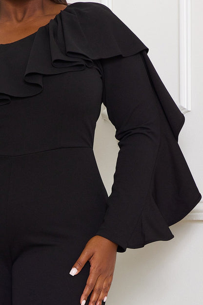 Symphony Jumpsuit - Ruffle One Shoulder Plus Size Night Out Jumpsuit