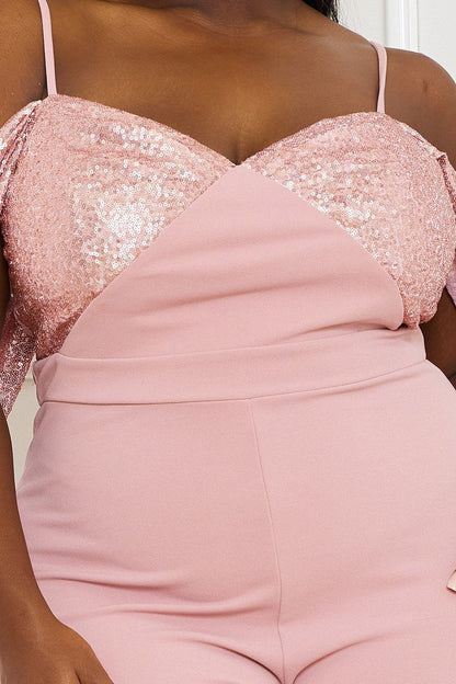 Symphony Jumpsuit - Sequin Off The Shoulder Plus Size Jumpsuit