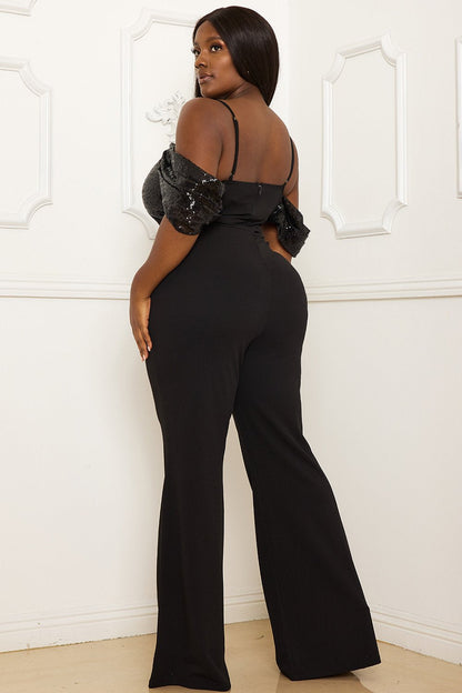 Symphony Jumpsuit - Sequin Off The Shoulder Plus Size Jumpsuit