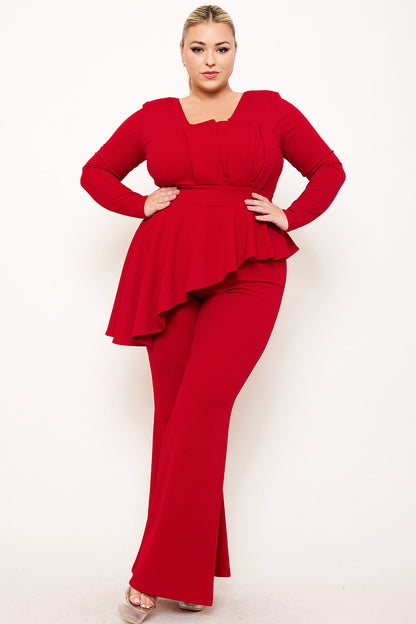 Symphony Jumpsuit - Peplum Top Plus Size Night Out Jumpsuit