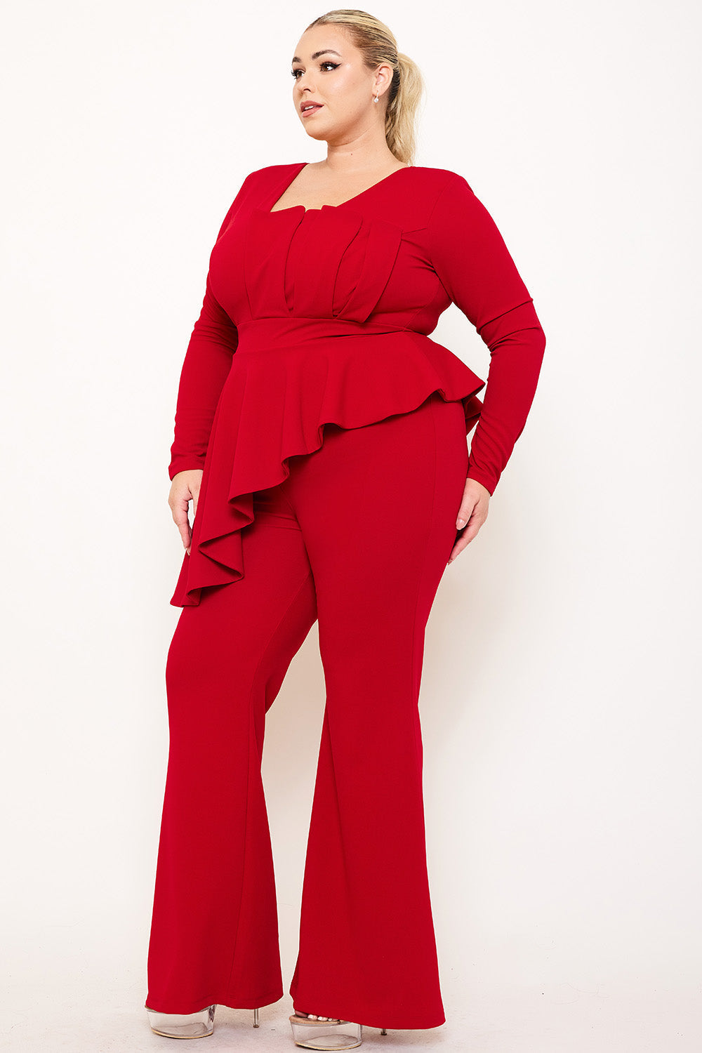 Symphony Jumpsuit - Peplum Top Plus Size Night Out Jumpsuit