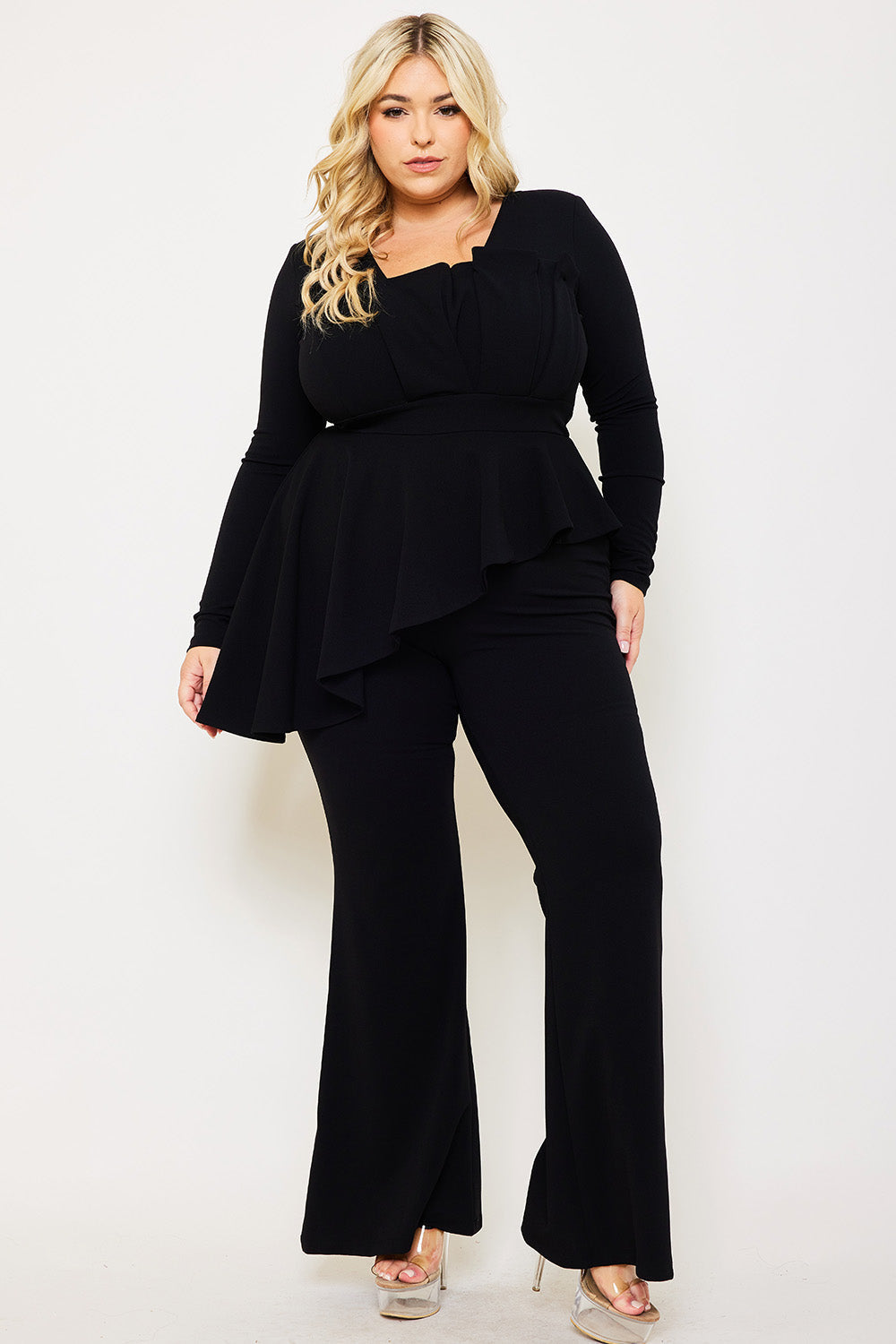Symphony Jumpsuit - Peplum Top Plus Size Night Out Jumpsuit