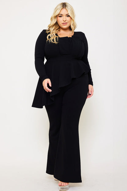 Symphony Jumpsuit - Peplum Top Plus Size Night Out Jumpsuit
