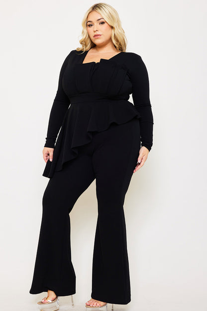 Symphony Jumpsuit - Peplum Top Plus Size Night Out Jumpsuit