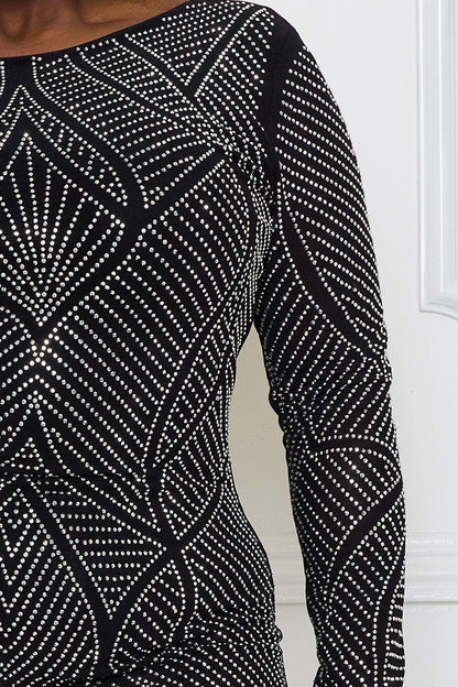 Symphony Dress - Rhinestone Front And Back Plus Size Night Out Midi Dress