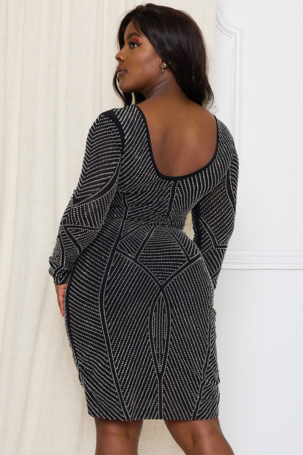 Symphony Dress - Rhinestone Front And Back Plus Size Night Out Midi Dress