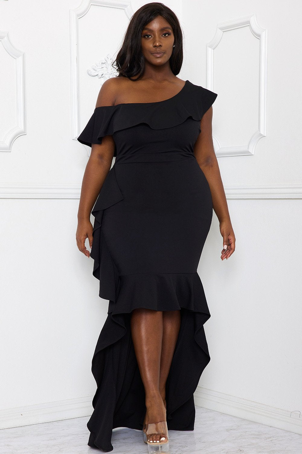 Symphony Dress - One Shoulder Ruffle Detailed Maxi Dress
