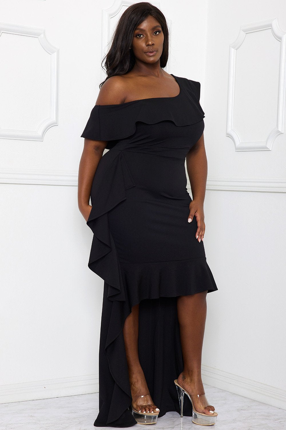 Symphony Dress - One Shoulder Ruffle Detailed Maxi Dress