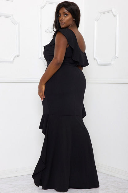 Symphony Dress - One Shoulder Ruffle Detailed Maxi Dress