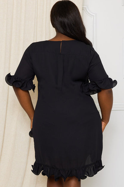 Symphony Dress - Ruffle Detailed Plus Size Night Out Mini Dress