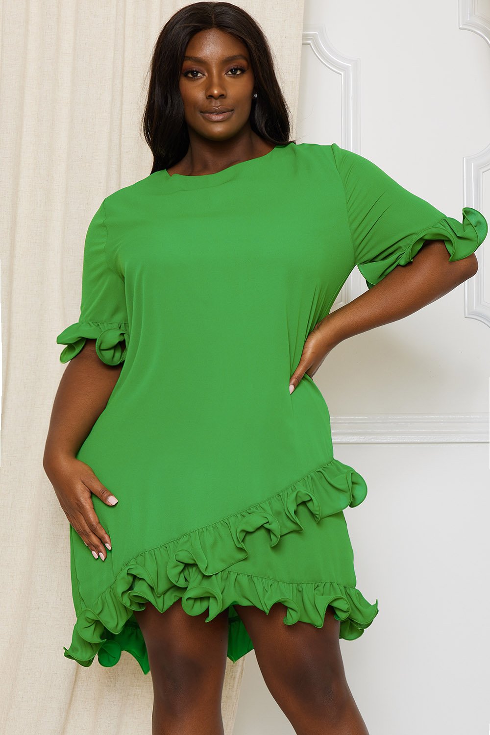 Symphony Dress - Ruffle Detailed Plus Size Night Out Mini Dress