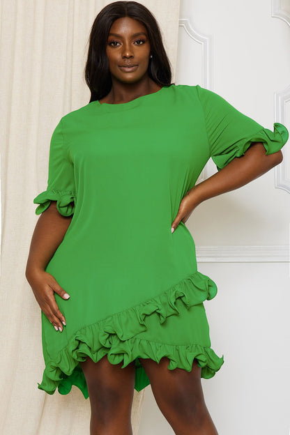 Symphony Dress - Ruffle Detailed Plus Size Night Out Mini Dress