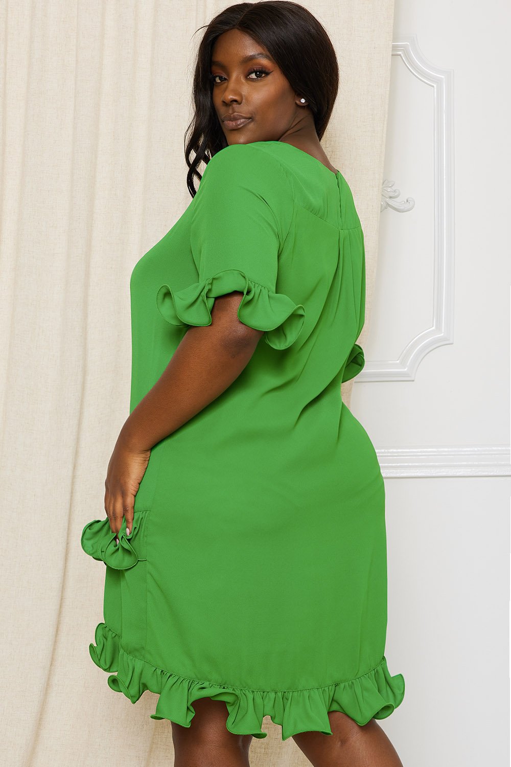 Symphony Dress - Ruffle Detailed Plus Size Night Out Mini Dress