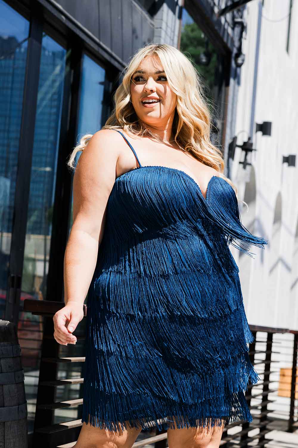 Plus Size Night Out Symphony Dress - Layered Fringe Mini Dress