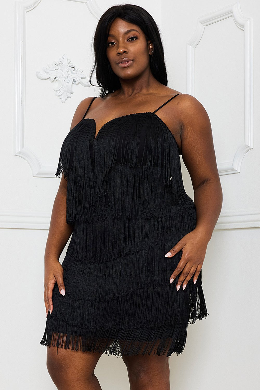 Plus Size Night Out Symphony Dress - Layered Fringe Mini Dress