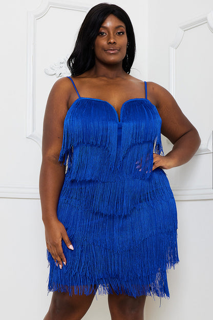 Plus Size Night Out Symphony Dress - Layered Fringe Mini Dress